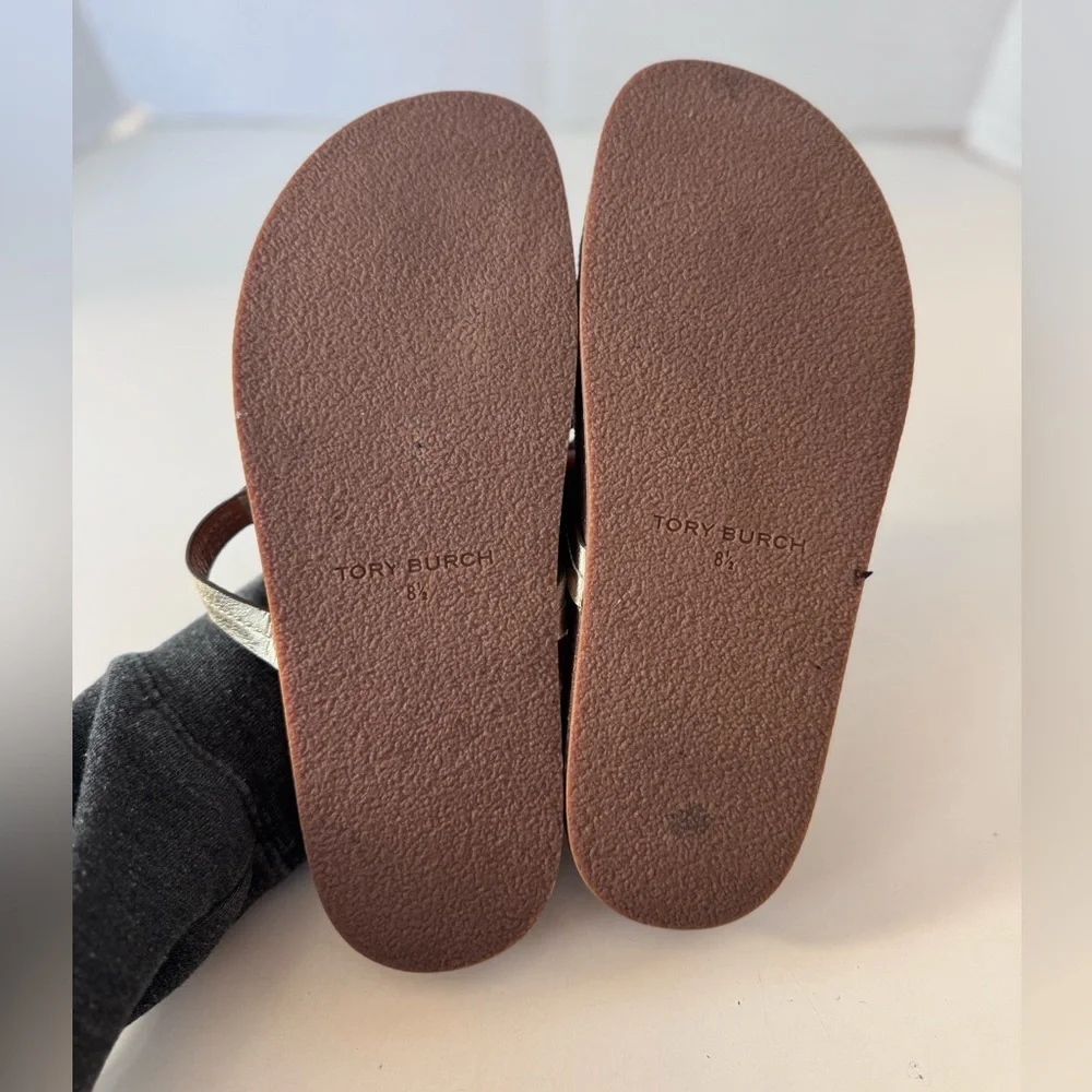 Tory Burch Miller Cloud Flip Flop Gold Sandals Shoes Size 8.5